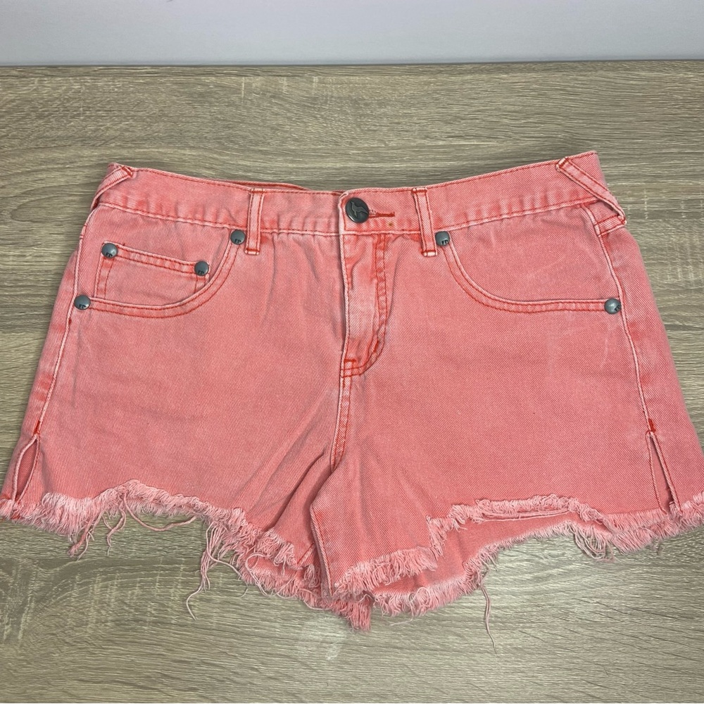 Free People Salmon Pink High Rise Cut-Off Jean Shorts Size 28